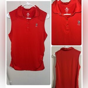 US Polo Assn Red Sleeveless Polo Shirt